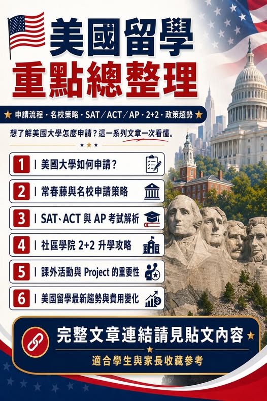 Peter 的國際教育講座第 24 篇:美國留學文章總整理:申請、SAT、AP、2+2 與趨勢